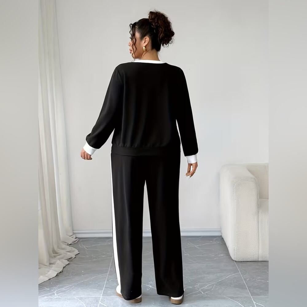 Black & White 3D Sequin Camellia Flower Pantsuit - Picture 5 of 15